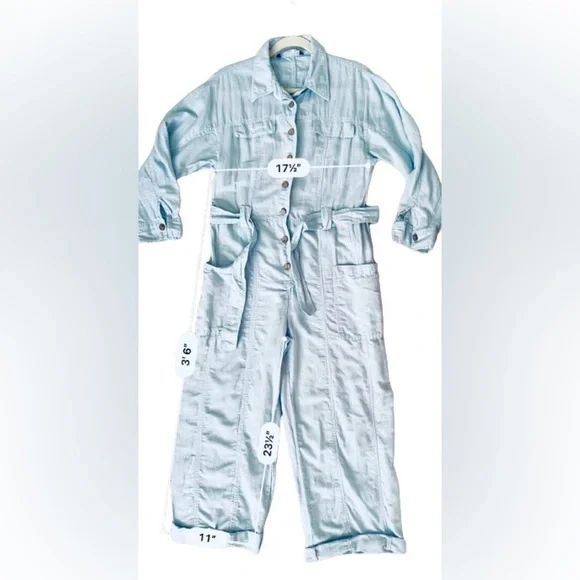 Zara Limited Edition Wide Linen Blend Cargo Jumpsuit. Size M - Picture 6 of 9